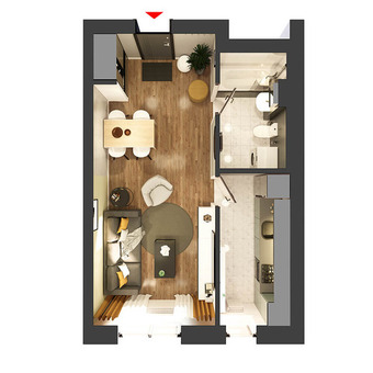 Garsoniera tip 1F  Pallady Hils