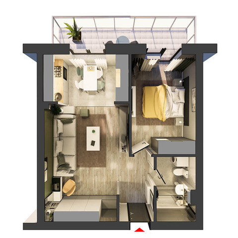 Apartament 2 camere tip 2C Pallady Hils - 3/8