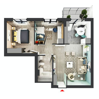 Apartament 2 camere tip 4B plus birou Pallady Hils - 14