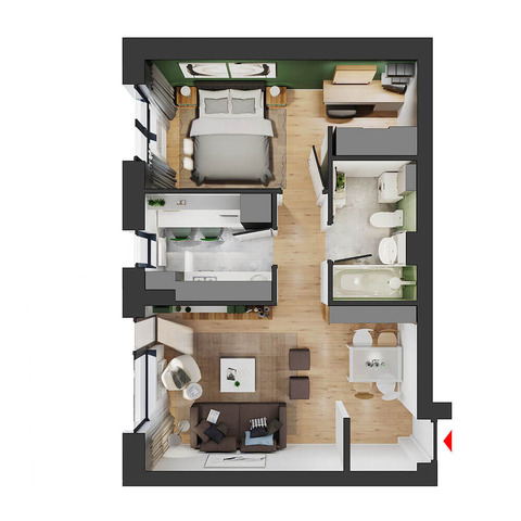 Apartament 2 camere tip 3A Pallady Hils - 14/16