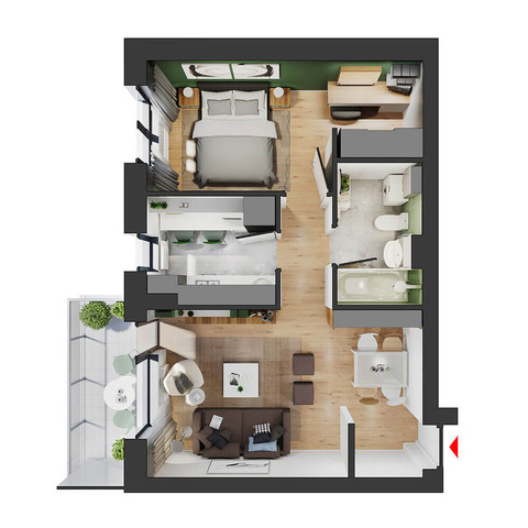 Apartament 2 camere tip 3F Pallady Hils - 13/15