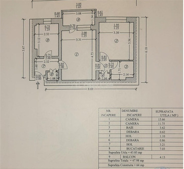 Apartament Cameliei   bloc anvelopat   bucatarie mare - 9